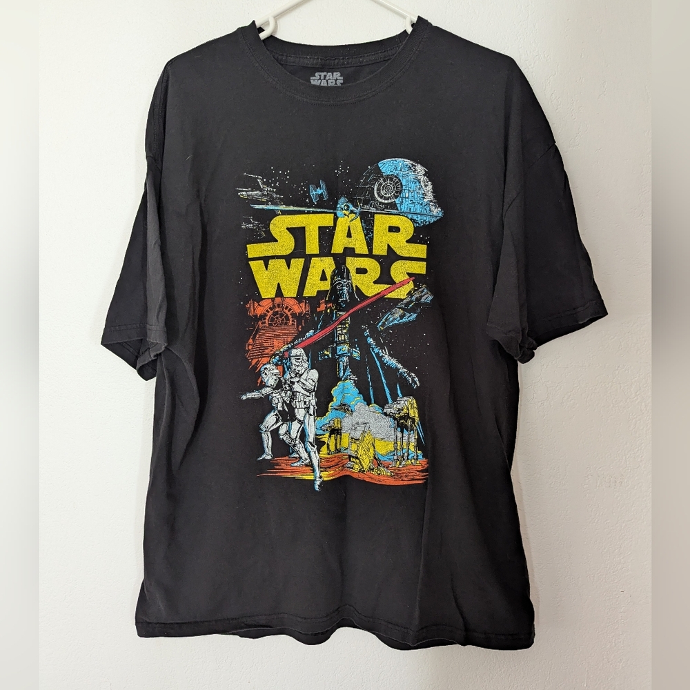 Star Wars Darth Vader Storm Troopers Black T Shirt Size XL Pre Owned